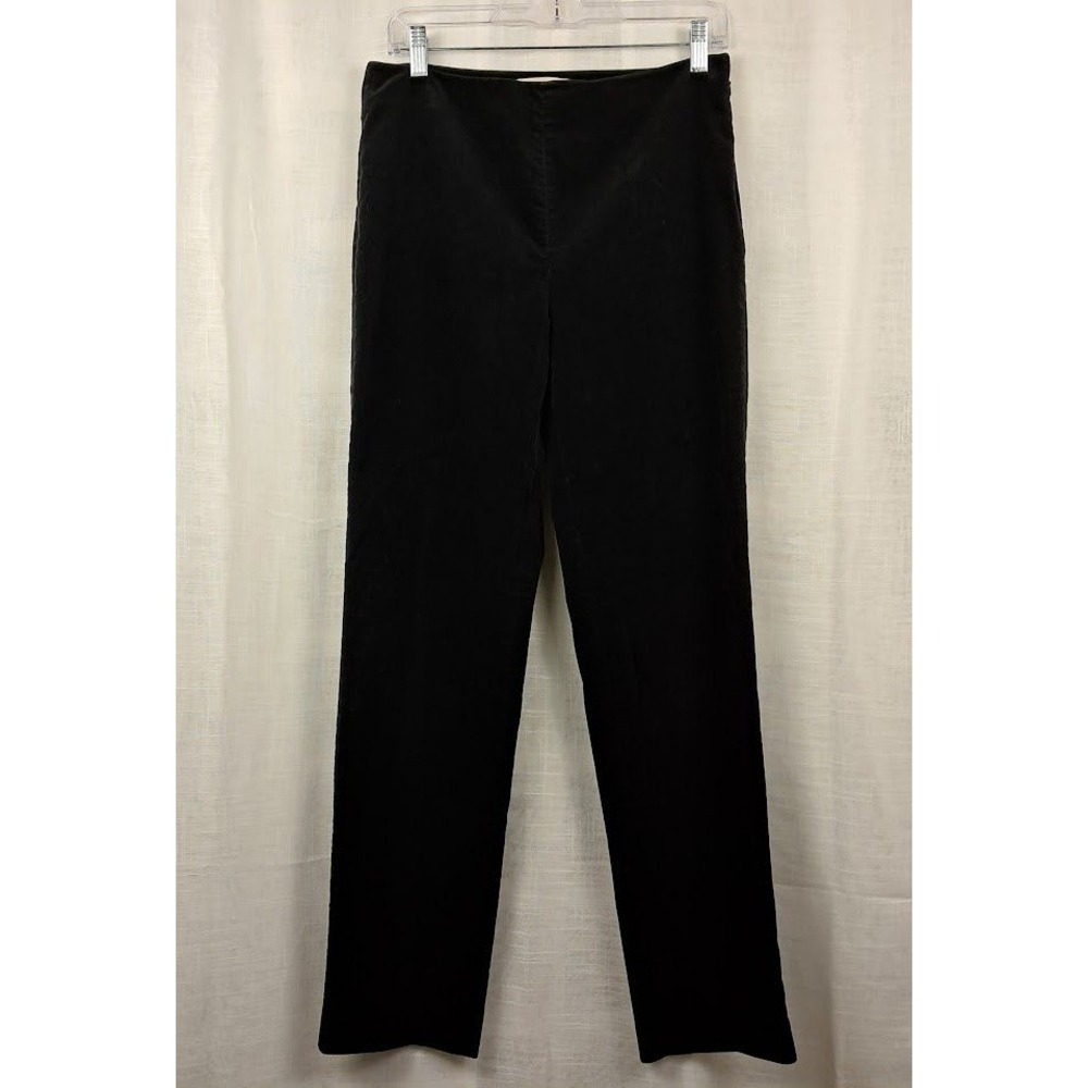 Talbots 6 Classic Side Zip Black Velvet Velveteen Straight Leg Pants
